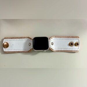 SPARK*L Apple Watch Band 38/41 size XS- Classic White Leather with Rose Gold